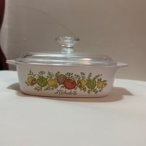 Vintage Corningware Spice of Life L'Echalote 1 quart casserole dish w/Pyrex lid